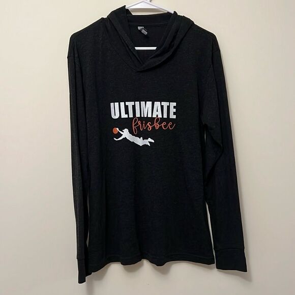 Youth boys size medium Next level Ultimate Frisbee charcoal hooded shirt. - Picture 1 of 5